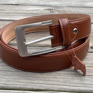 Handmade Brown Leather Belts Men Casual Dress Jeans Waistband Brown Size 42